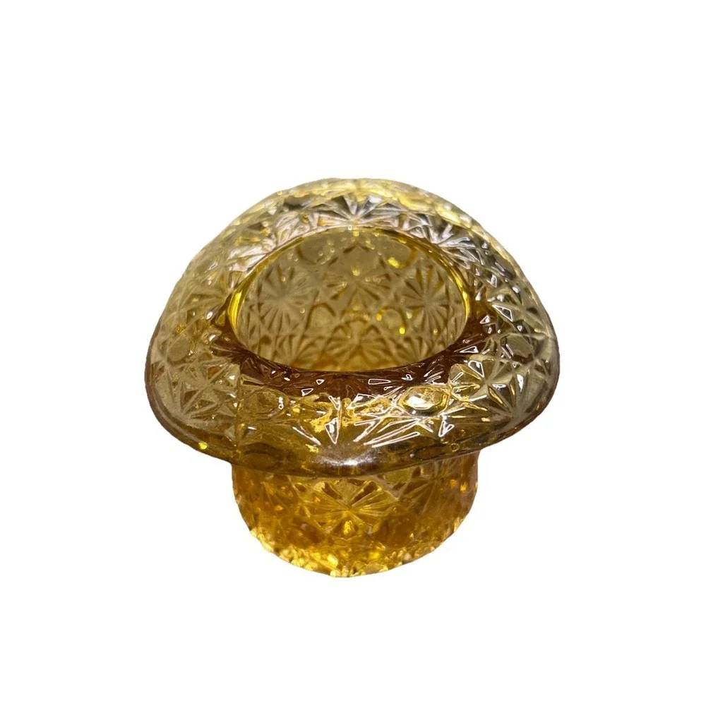 Fenton Amber Gold Daisy & Button Top Hat Vase Art Glass Unmarked